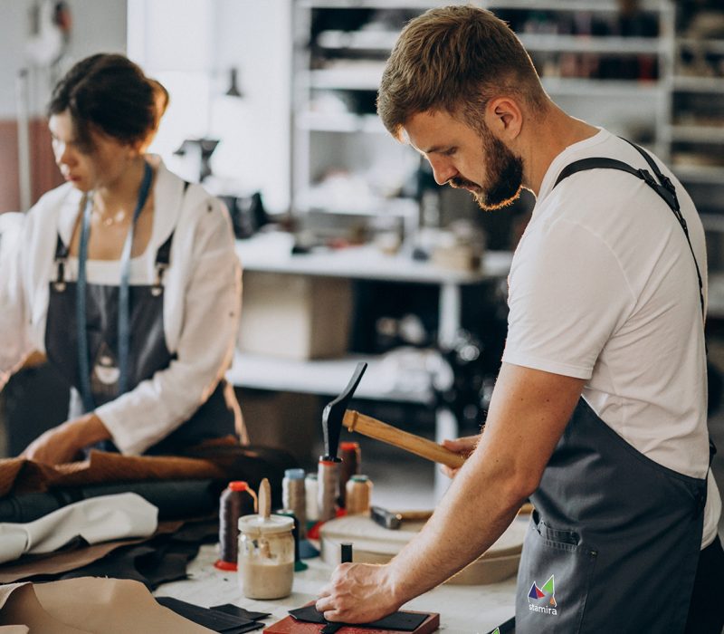 Family tailors having leather industry